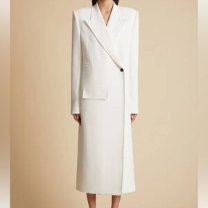 KHAITE White Cobble Long Coat Size 8 NWT